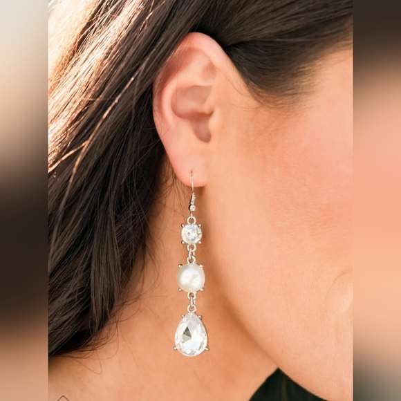 Unpredictable SHIMMER White Earrings fishhook NWT SALE - Picture 2 of 4